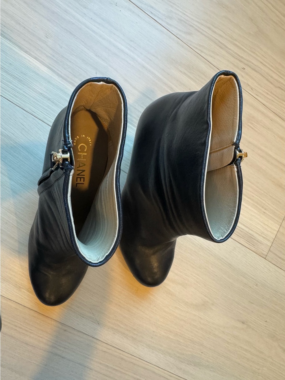 CHANEL Black Leather Platform Ankle Booties 40.5 - Picture 7 of 12